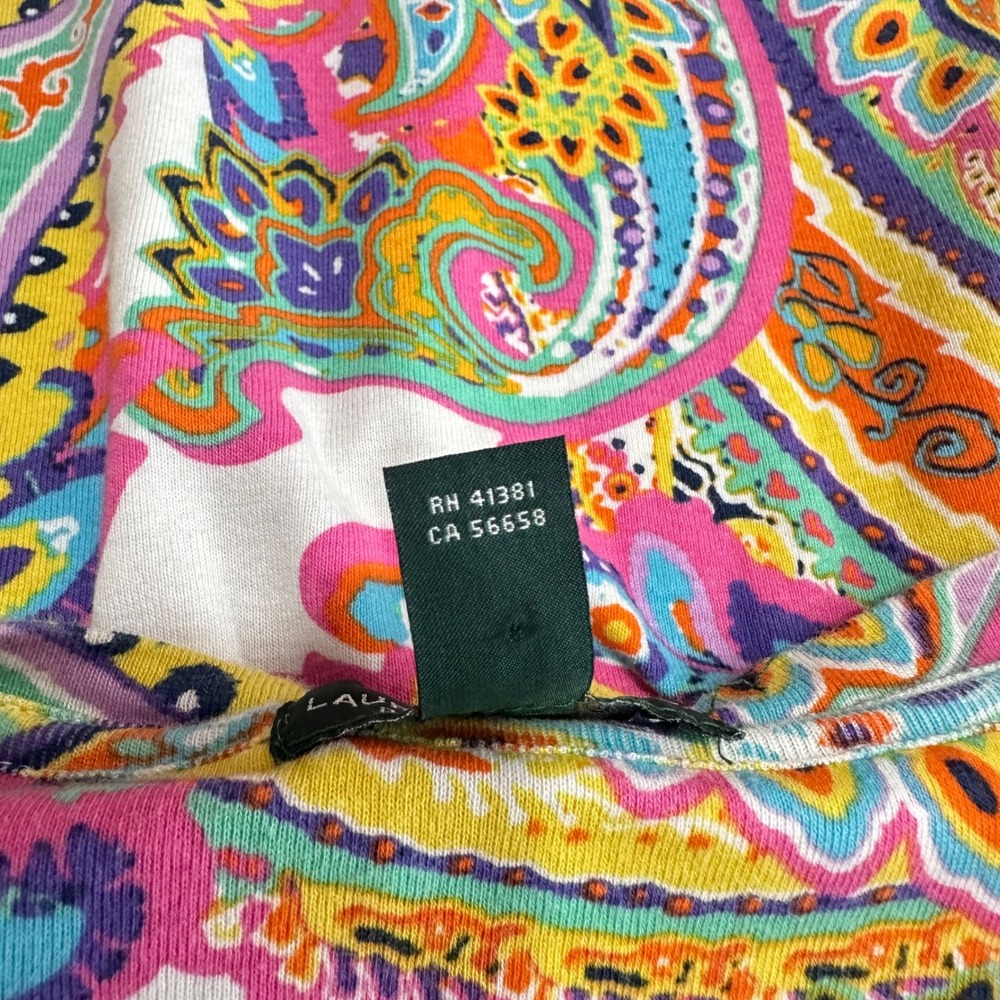 Lauren Ralph Lauren Paisley Henley Top Womens Medium Multi Color 3/4 Sleeve LRL - Picture 8 of 10